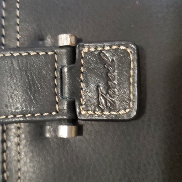 Fossil Y2K Black Leather Checkbook Card Organizer Wallet with Pen Vintage Boho - Picture 2 of 11